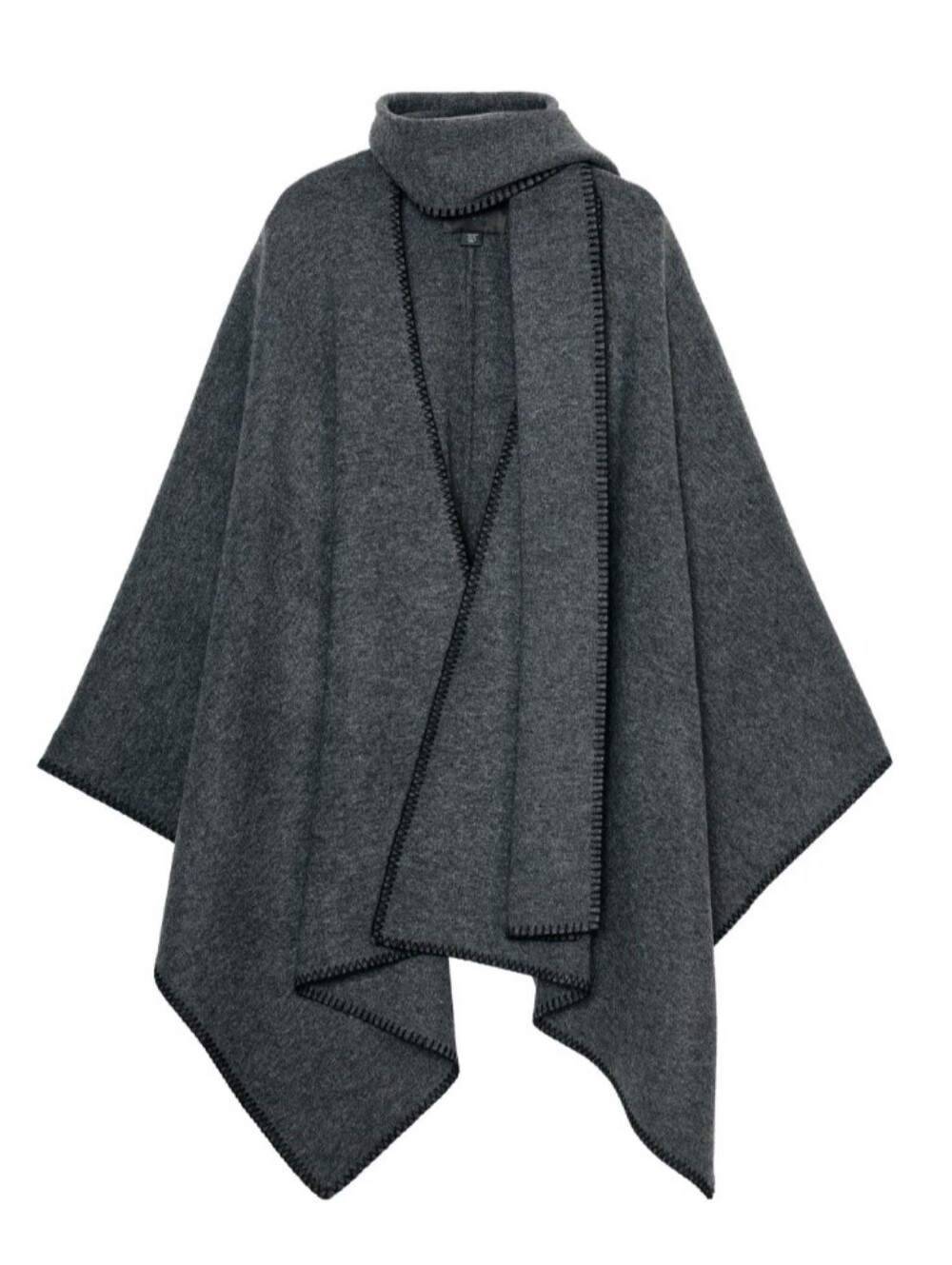 Zara KNIT CAPE WITH CONTRASTING YARN SCARF Gray